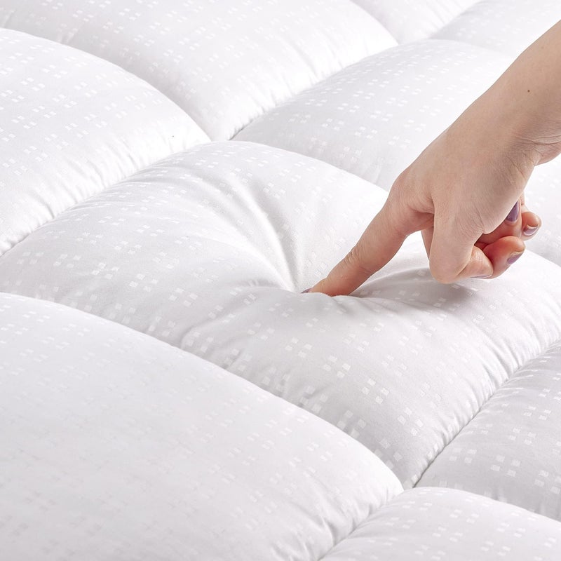 SLEEP ZONE Twin XL Cotton Mattress Topper, Ultra Fluffy Soft Mattress Pad Pillowtop Cooling Mattress Cover Fits 8-21 inch Deep Pocket, White - Image 5